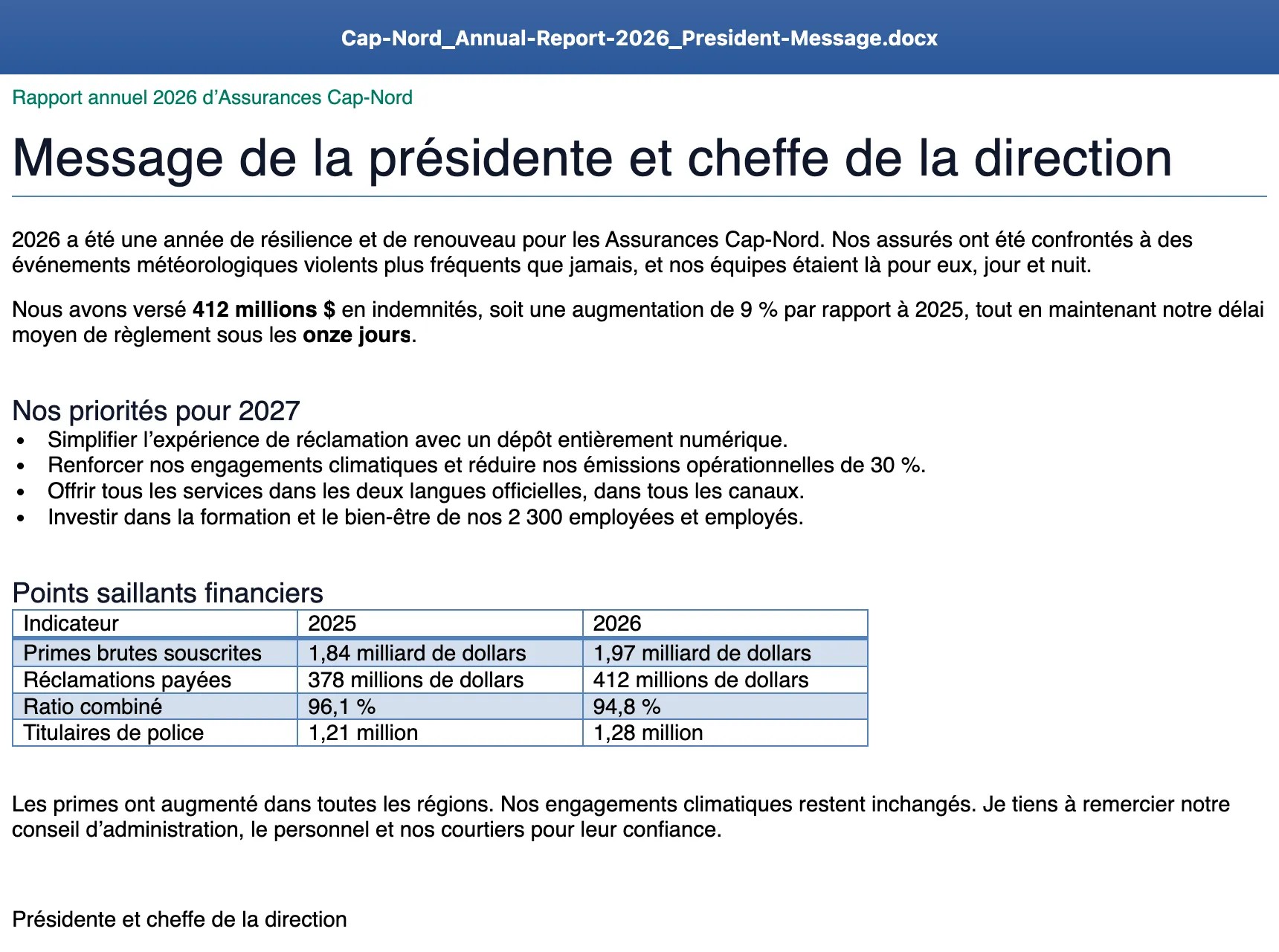 Aperçu en direct du document Word traduit en français, mise en page conservée.